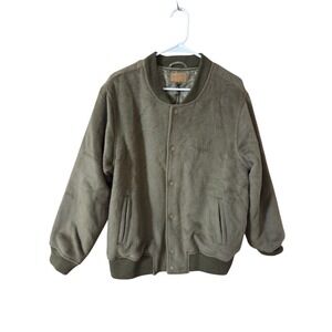 Men's/Unisex Fleece Bomber Snap-Button Jacket Olive Green Pockets XS/S NWT